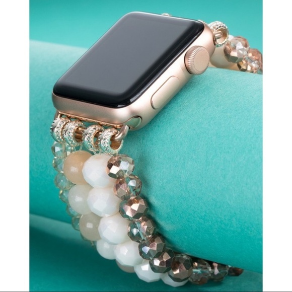 Jewelry - Beaded Apple Watch Band Bracelet -Peach